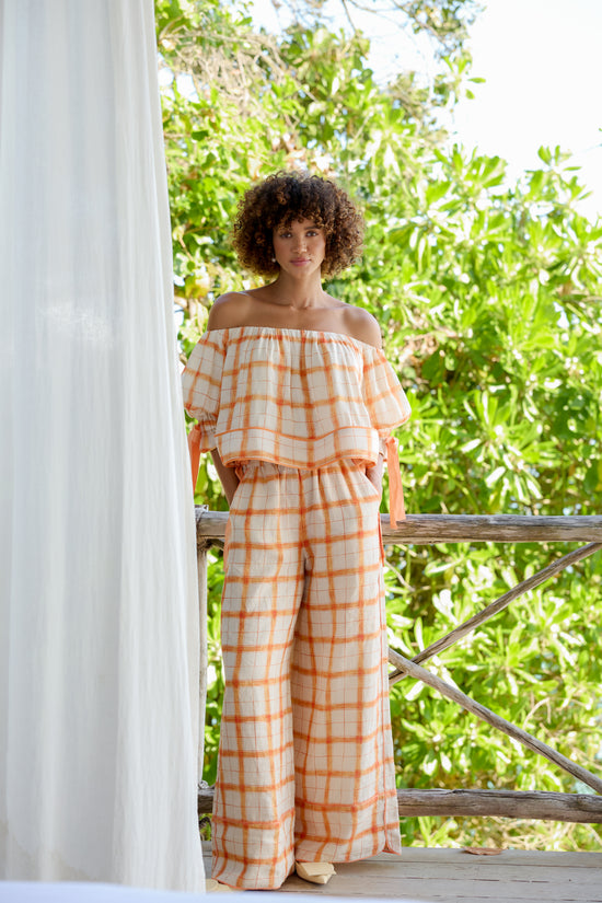 LE SOLEIL LINEN PANT • MANDARINE GINGHAM